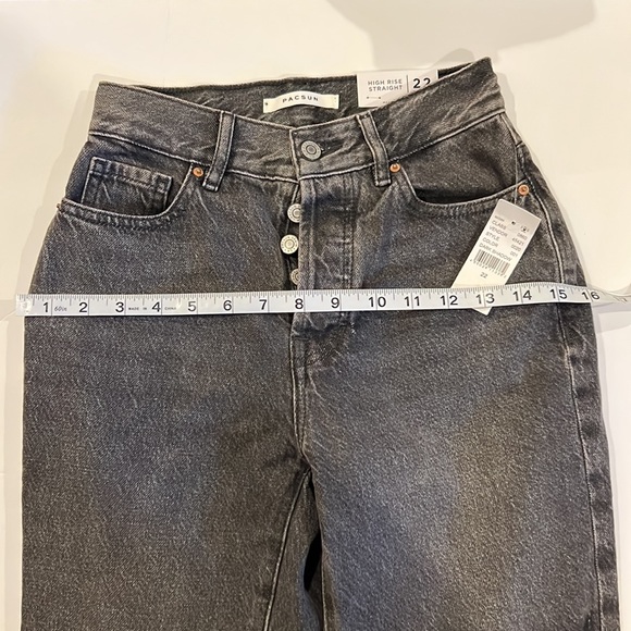 PacSun High Rise Straight Button Fly Jean Dark Shadow Size 22 - Picture 6 of 6